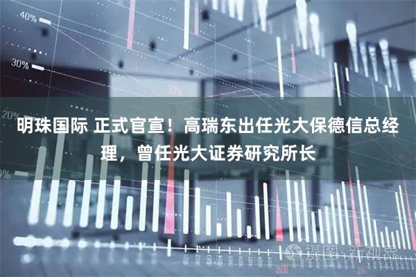 明珠国际 正式官宣！高瑞东出任光大保德信总经理，曾任光大证券研究所长
